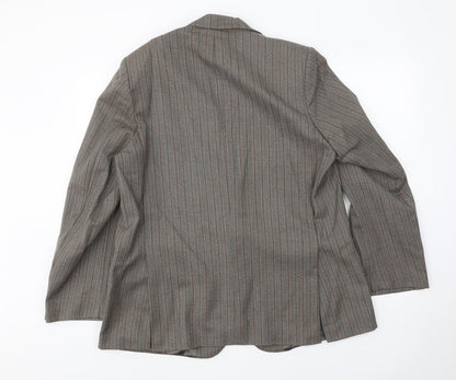Keith Mallison Mens Grey Striped Wool Jacket Suit Jacket Size 40 Regular