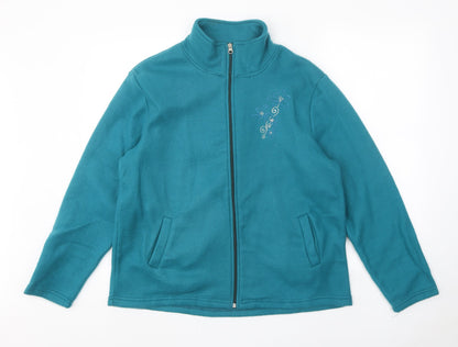 Anne De Lancay Womens Blue Jacket Size M Zip - Flower Detail