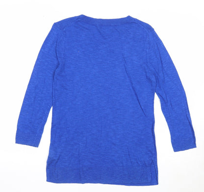 Gap Womens Blue Round Neck Cotton Pullover Jumper Size XS