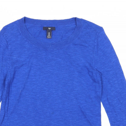Gap Womens Blue Round Neck Cotton Pullover Jumper Size XS