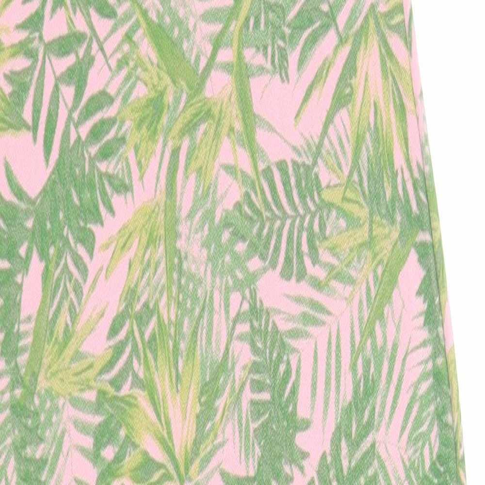 Boohoo Womens Pink Geometric Polyester Maxi Size 8 V-Neck Pullover - Palm Print