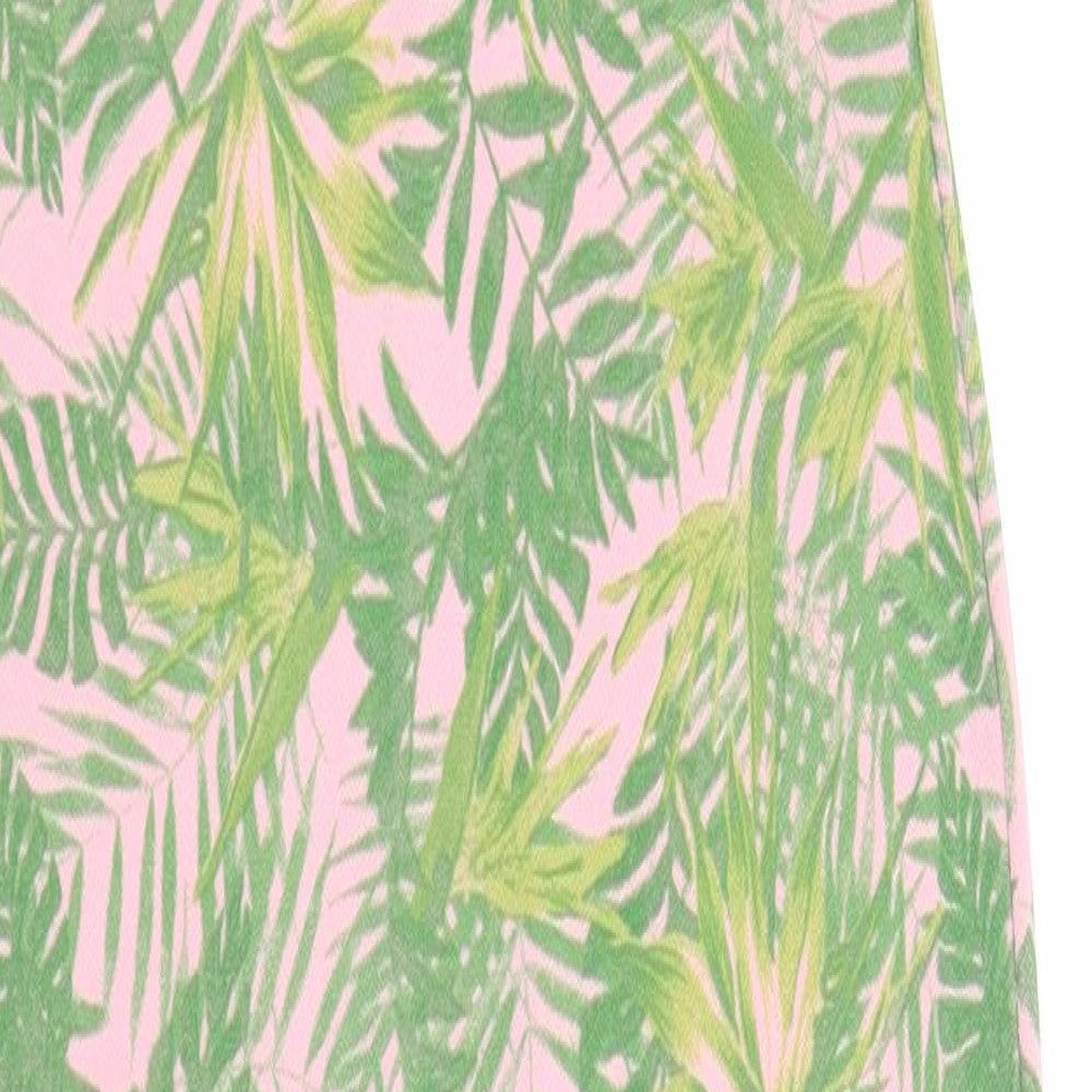 Boohoo Womens Pink Geometric Polyester Maxi Size 8 V-Neck Pullover - Palm Print