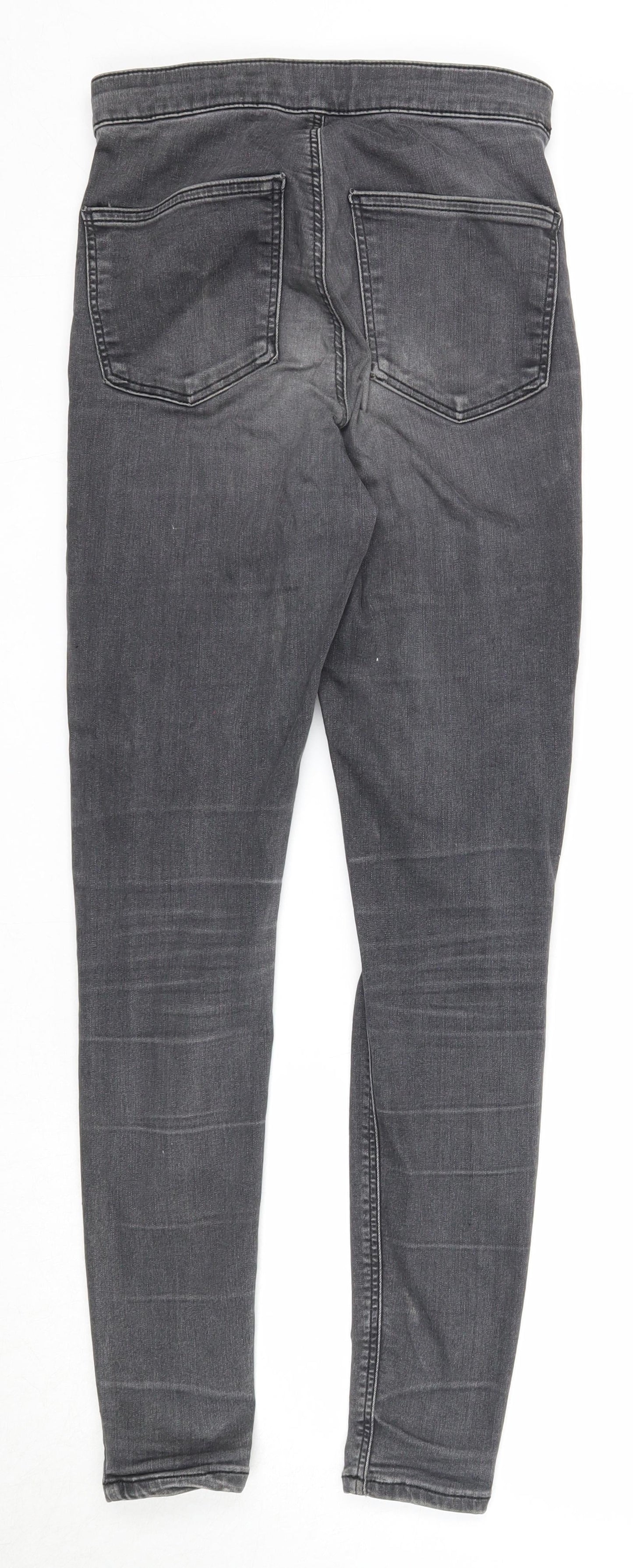 Topshop Womens Grey Cotton Skinny Jeans Size 24 in L32 in Regular Zip