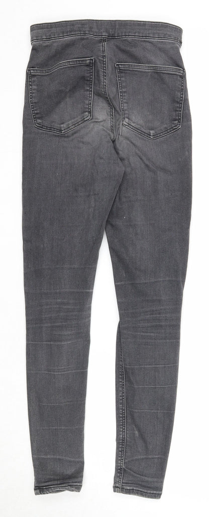 Topshop Womens Grey Cotton Skinny Jeans Size 24 in L32 in Regular Zip
