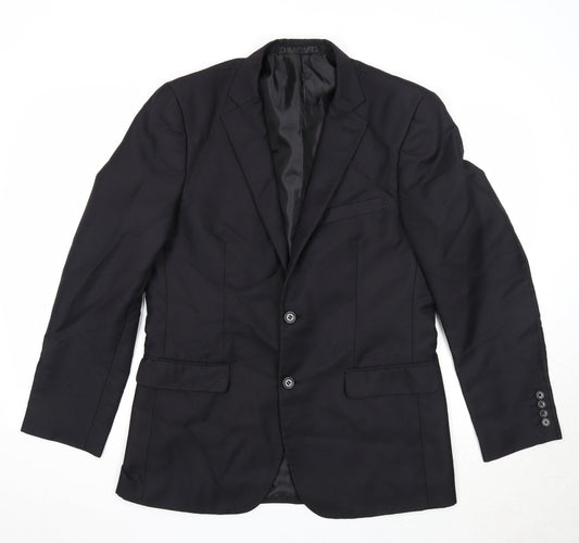 B&W Mens Black Polyester Jacket Suit Jacket Size 40 Regular