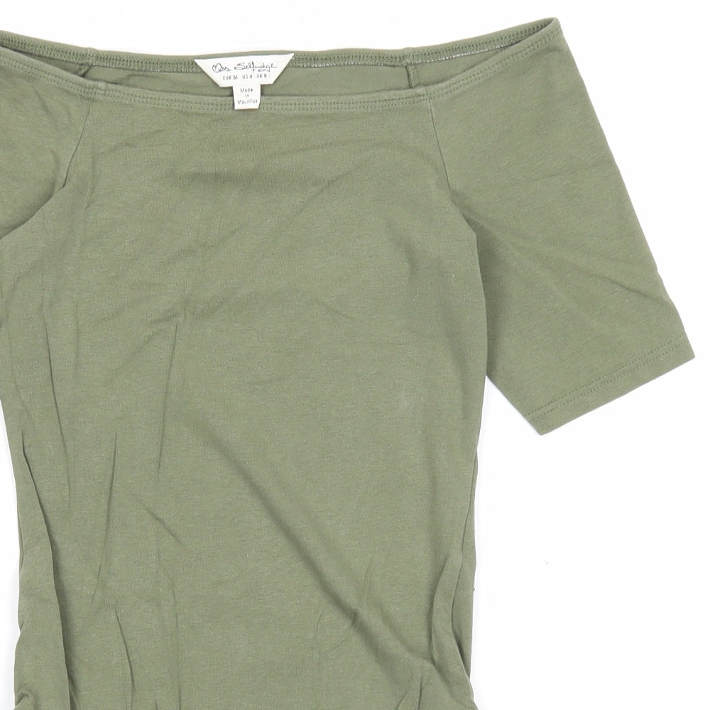 Miss Selfridge Womens Green Cotton Bodysuit One-Piece Size 8 Snap