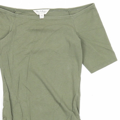 Miss Selfridge Womens Green Cotton Bodysuit One-Piece Size 8 Snap