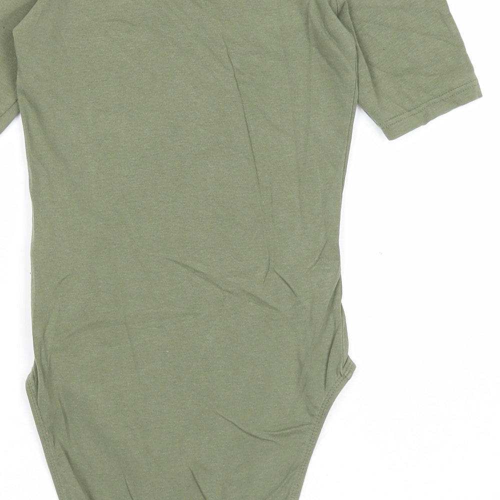Miss Selfridge Womens Green Cotton Bodysuit One-Piece Size 8 Snap