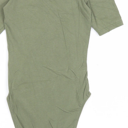 Miss Selfridge Womens Green Cotton Bodysuit One-Piece Size 8 Snap