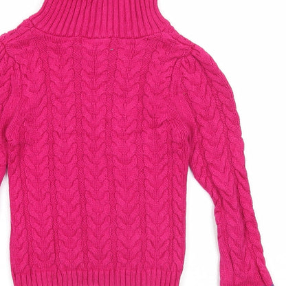 Lulurain Girls Pink Roll Neck Cotton Pullover Jumper Size 6 Years Pullover