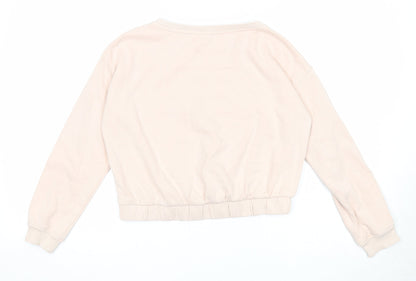 H&M Girls Pink Cotton Pullover Sweatshirt Size 11-12 Years Pullover - Happy Future Make Your Own Magic