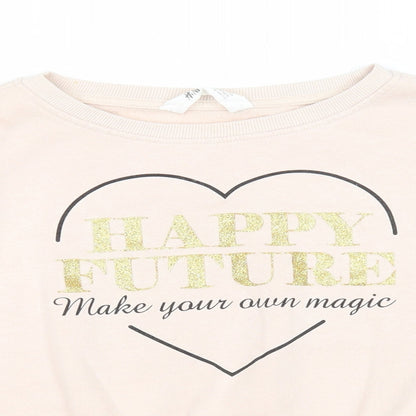 H&M Girls Pink Cotton Pullover Sweatshirt Size 11-12 Years Pullover - Happy Future Make Your Own Magic