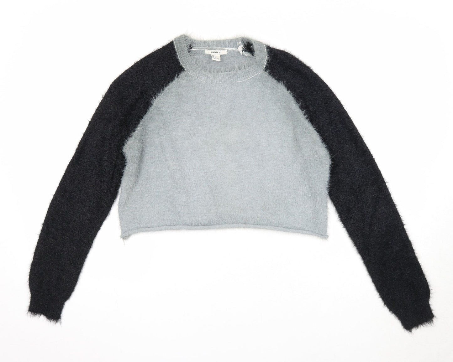 Womens UK Size S FOREVER 21 Grey Henley Jumper