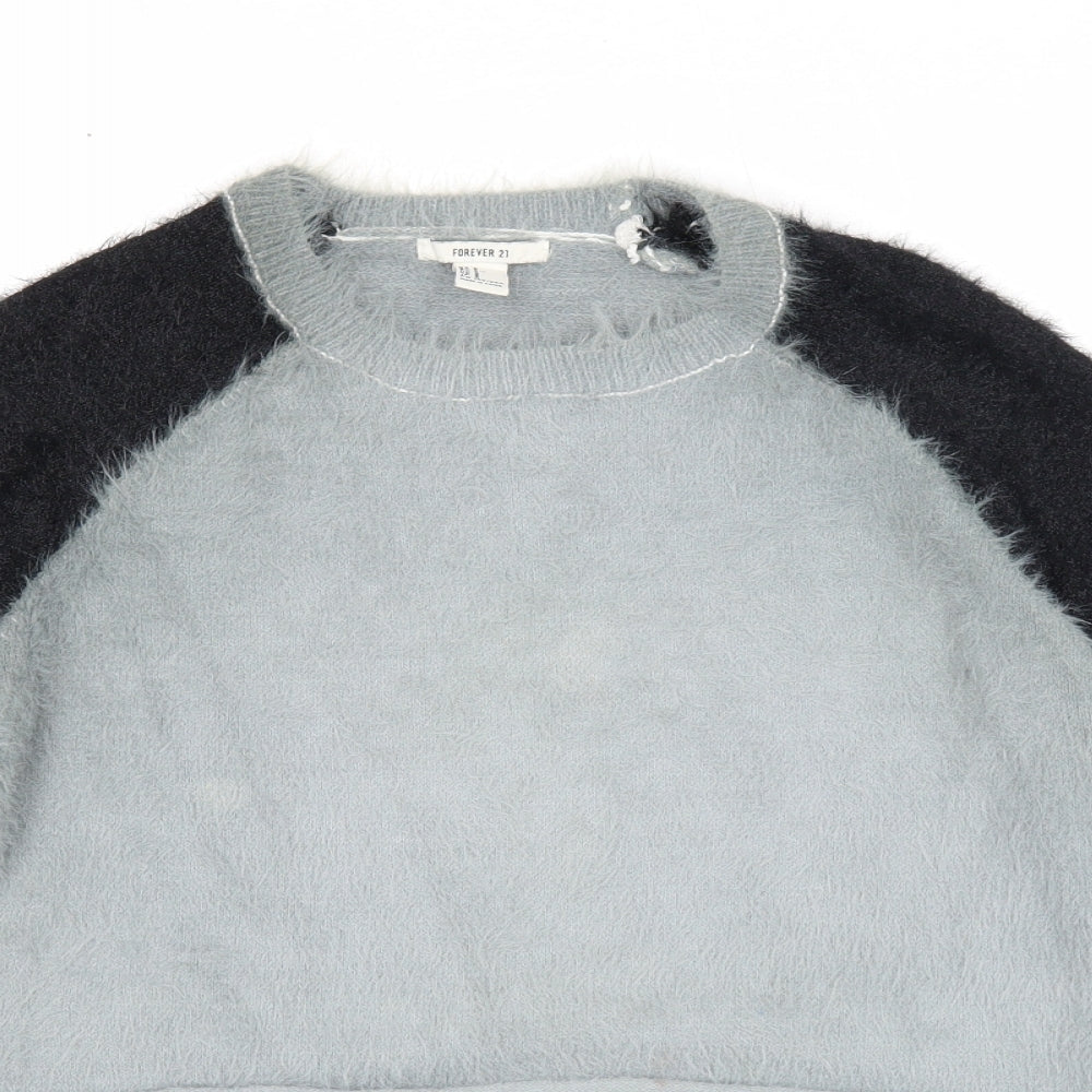 Womens UK Size S FOREVER 21 Grey Henley Jumper