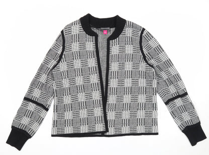 Vince Camuto Womens Black V-Neck Check Cotton Cardigan Jumper Size M