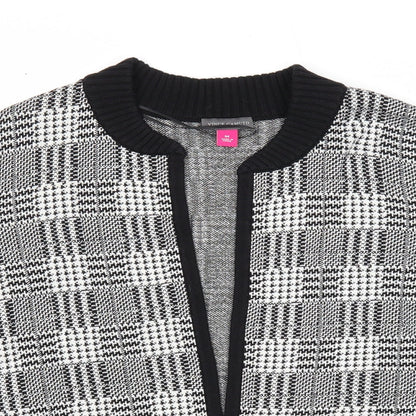 Vince Camuto Womens Black V-Neck Check Cotton Cardigan Jumper Size M