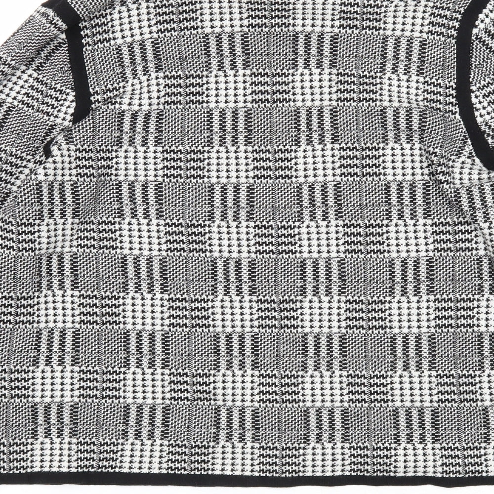 Vince Camuto Womens Black V-Neck Check Cotton Cardigan Jumper Size M