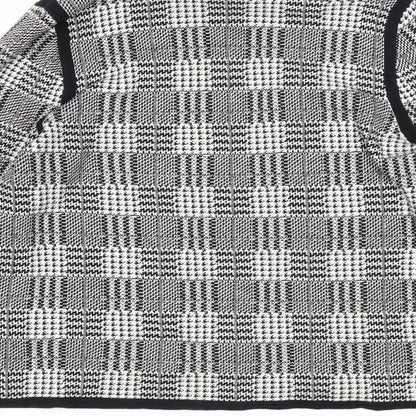 Vince Camuto Womens Black V-Neck Check Cotton Cardigan Jumper Size M