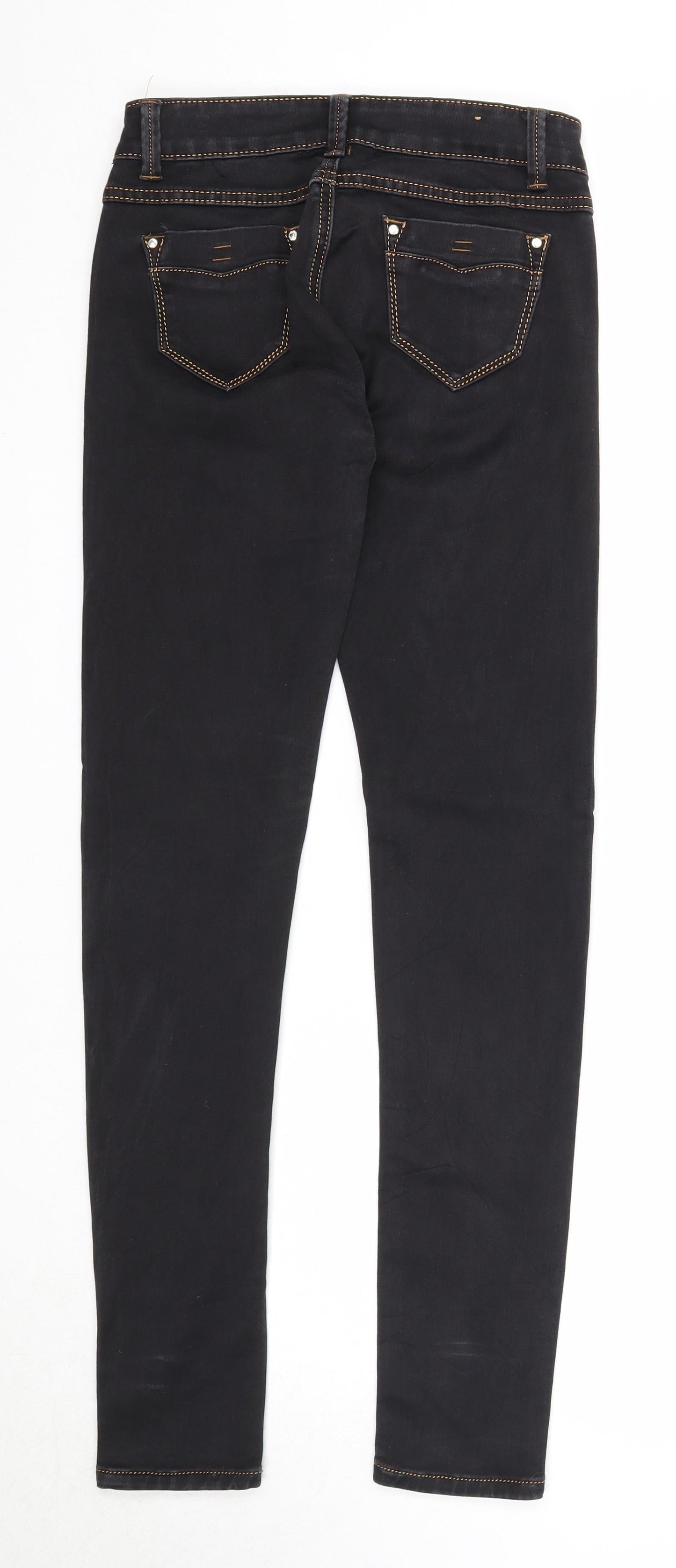 Cindy H Womens Black Cotton Skinny Jeans Size 8 Regular Zip