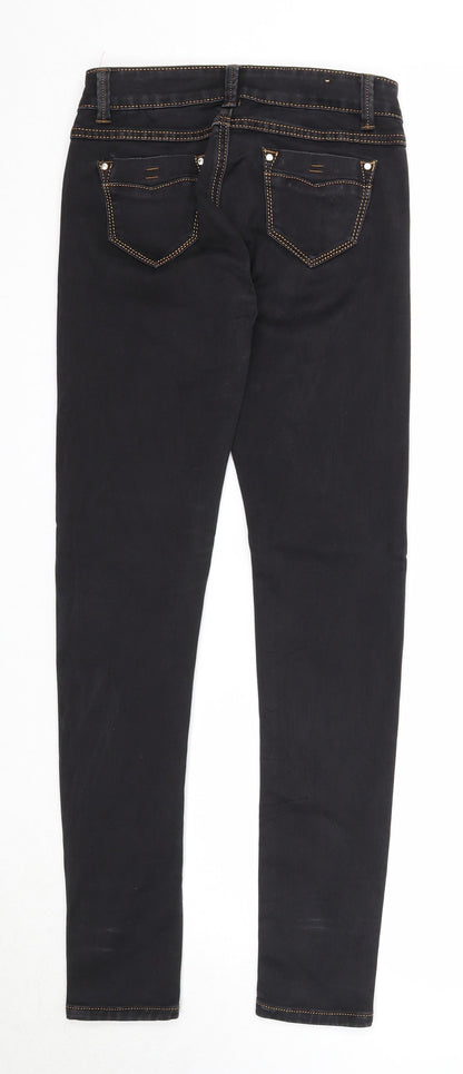 Cindy H Womens Black Cotton Skinny Jeans Size 8 Regular Zip