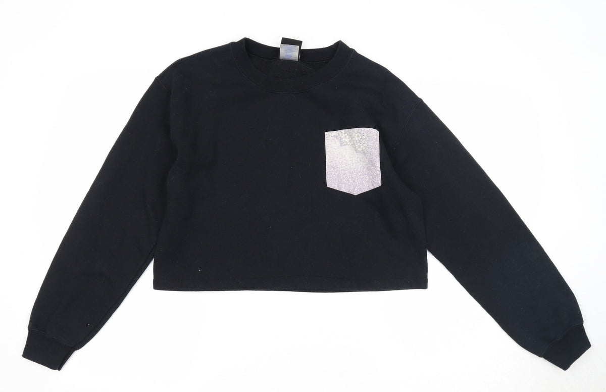 Blitz R Womens Black Cotton Pullover Sweatshirt Size S Pullover