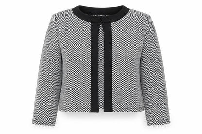 Evita Womens Black Round Neck Herringbone Polyester Cardigan Jumper Size 12