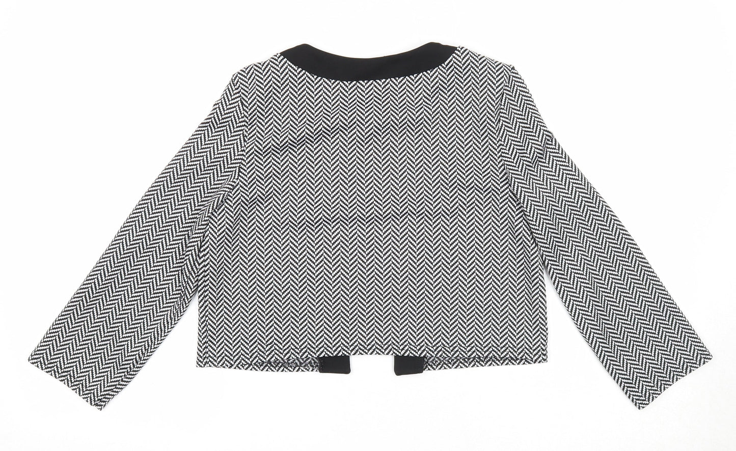 Evita Womens Black Round Neck Herringbone Polyester Cardigan Jumper Size 12