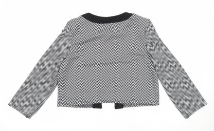 Evita Womens Black Round Neck Herringbone Polyester Cardigan Jumper Size 12