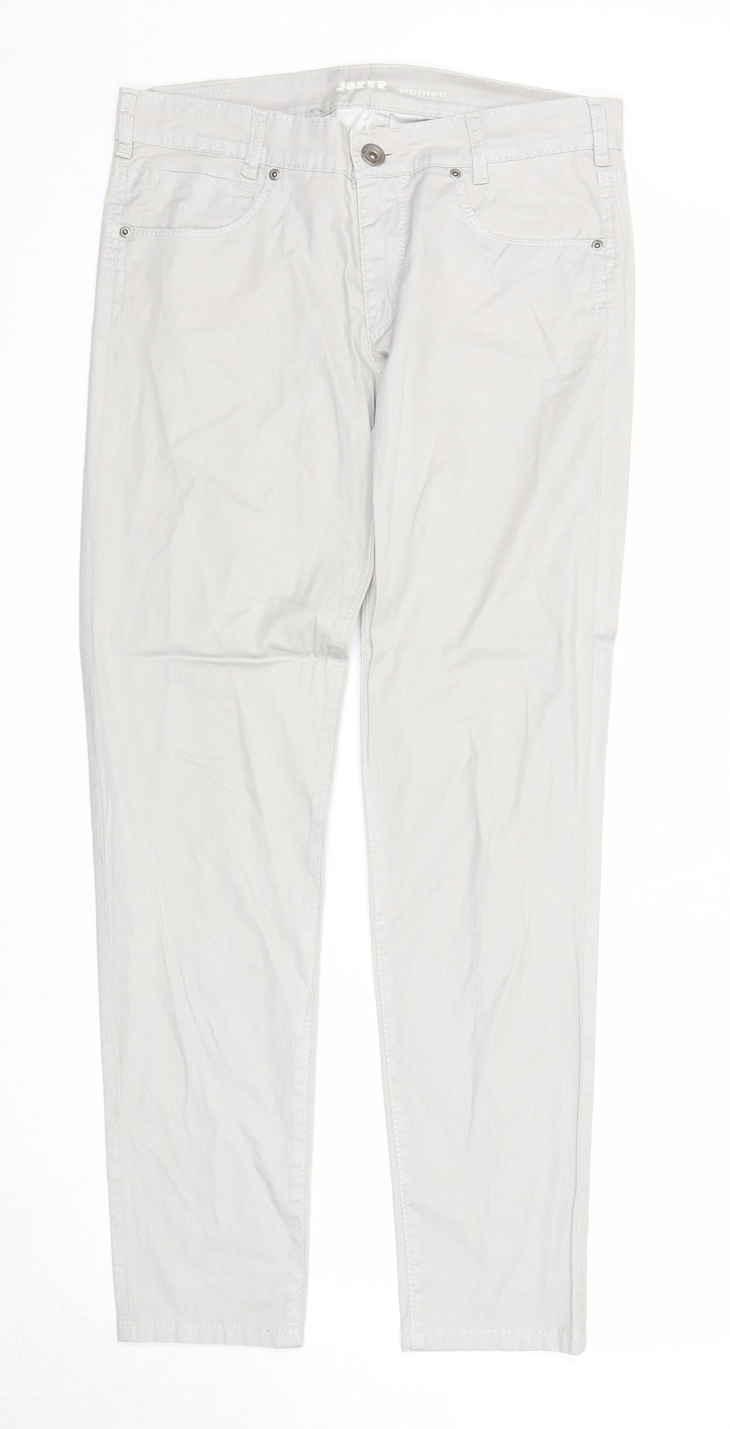 Joker Womens Grey Cotton Trousers Size 30 in Regular Zip