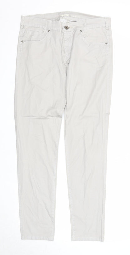 Joker Womens Grey Cotton Trousers Size 30 in Regular Zip