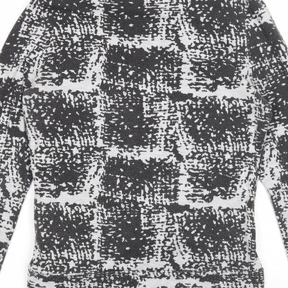Ecoline Womens Grey Geometric Polyester Basic Blouse Size M Round Neck