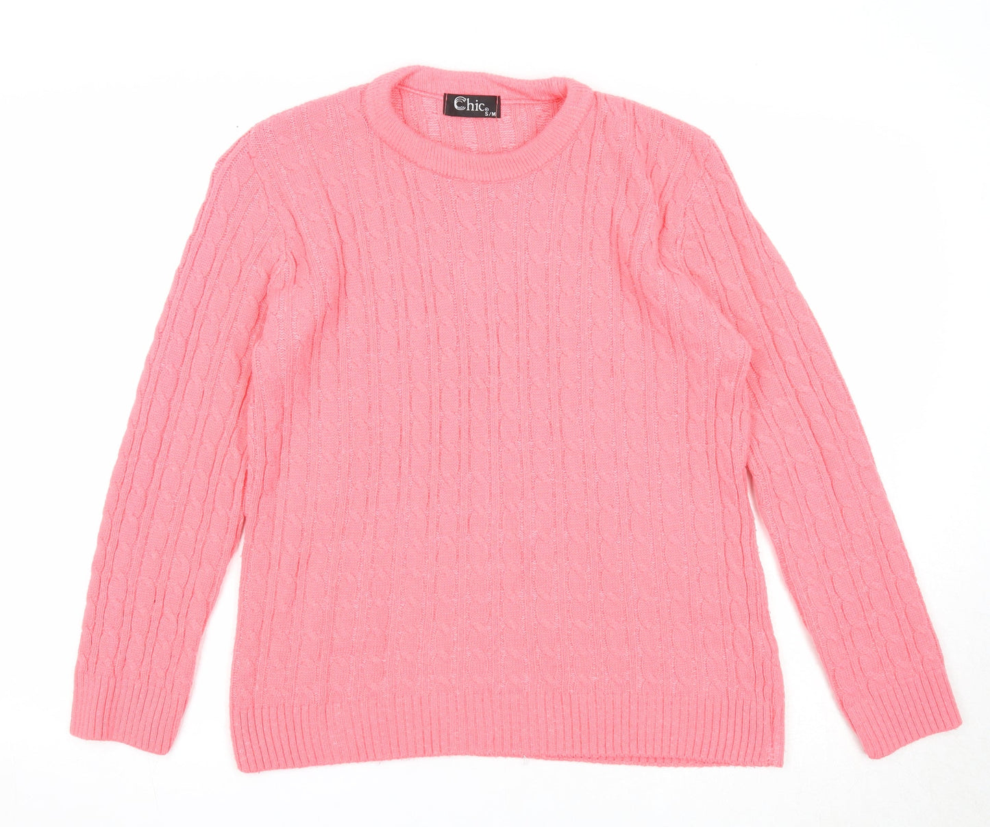Womens UK Size S CHIC Pink Pullover Jumper