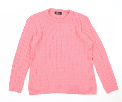 Womens UK Size S CHIC Pink Pullover Jumper