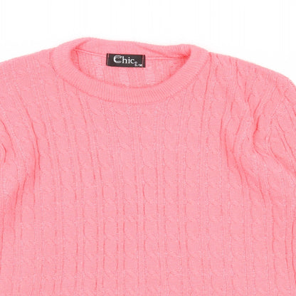 Womens UK Size S CHIC Pink Pullover Jumper