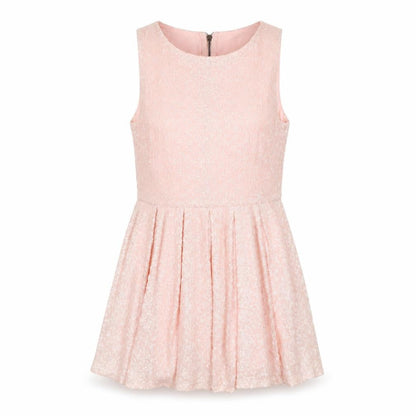 TNFC Womens Pink Polyester Fit & Flare Size M Round Neck Zip