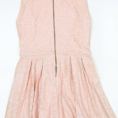 TNFC Womens Pink Polyester Fit & Flare Size M Round Neck Zip