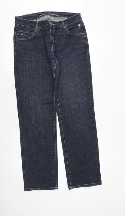 colac collection Womens Blue Cotton Straight Jeans Size 42 in Regular Zip