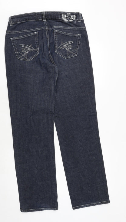 colac collection Womens Blue Cotton Straight Jeans Size 42 in Regular Zip