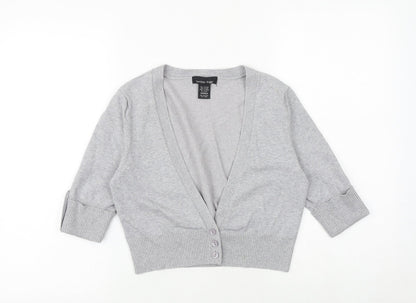 Sweater Project Womens Grey V-Neck Cotton Cardigan Jumper Size M