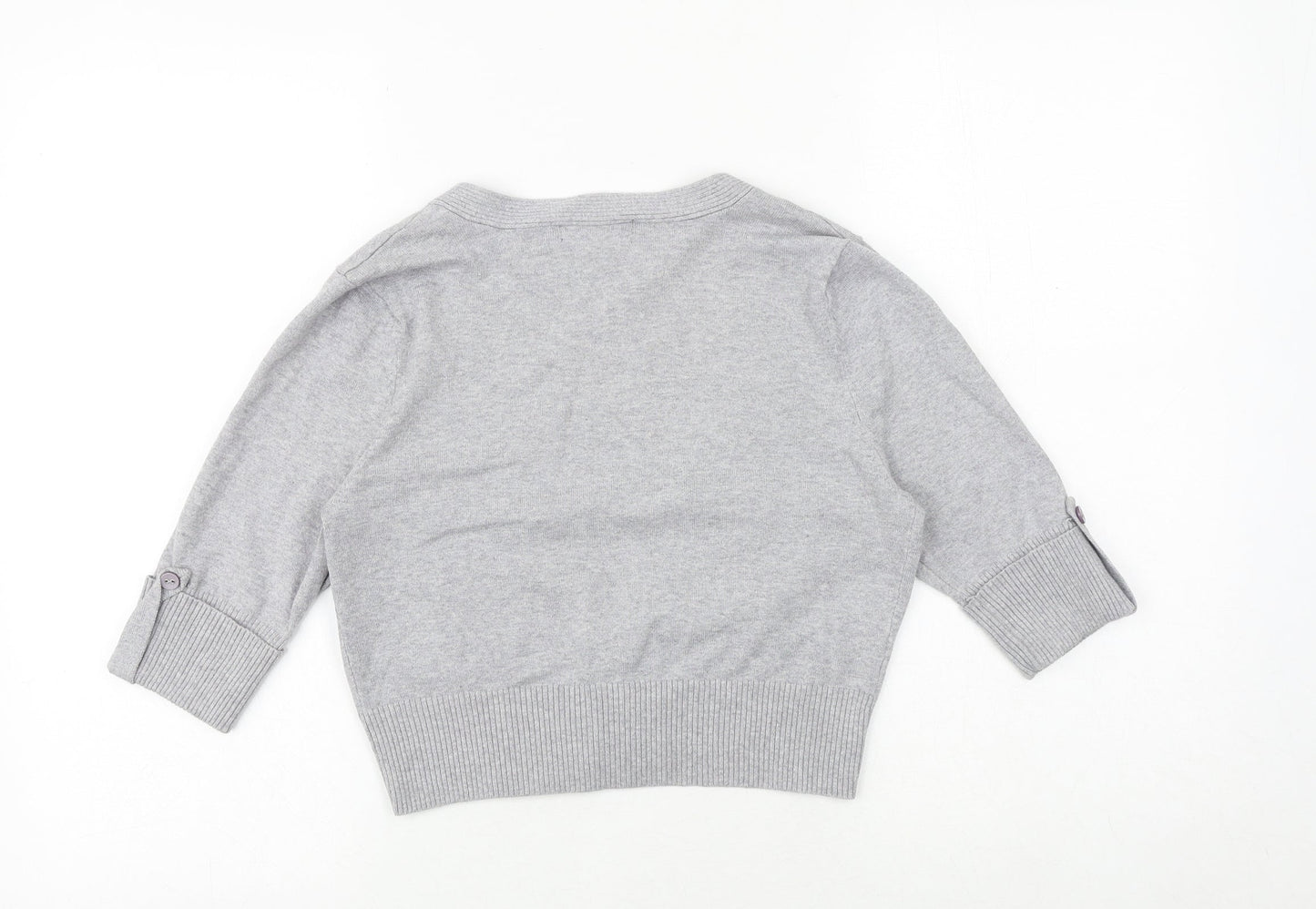 Sweater Project Womens Grey V-Neck Cotton Cardigan Jumper Size M