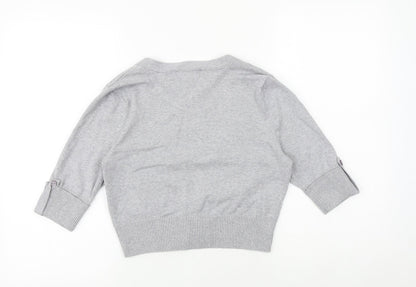 Sweater Project Womens Grey V-Neck Cotton Cardigan Jumper Size M