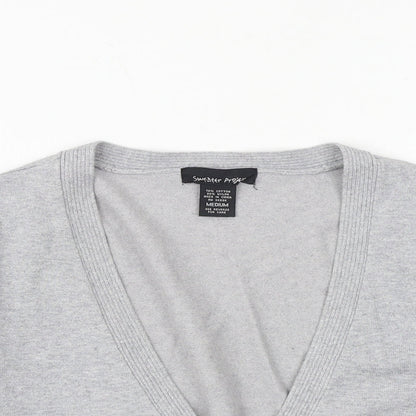 Sweater Project Womens Grey V-Neck Cotton Cardigan Jumper Size M