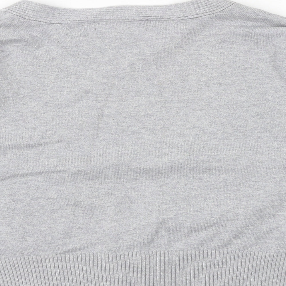 Sweater Project Womens Grey V-Neck Cotton Cardigan Jumper Size M