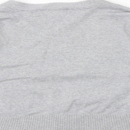 Sweater Project Womens Grey V-Neck Cotton Cardigan Jumper Size M