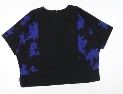 Phase Eight Womens Black Geometric Polyester Basic Blouse Size S Round Neck