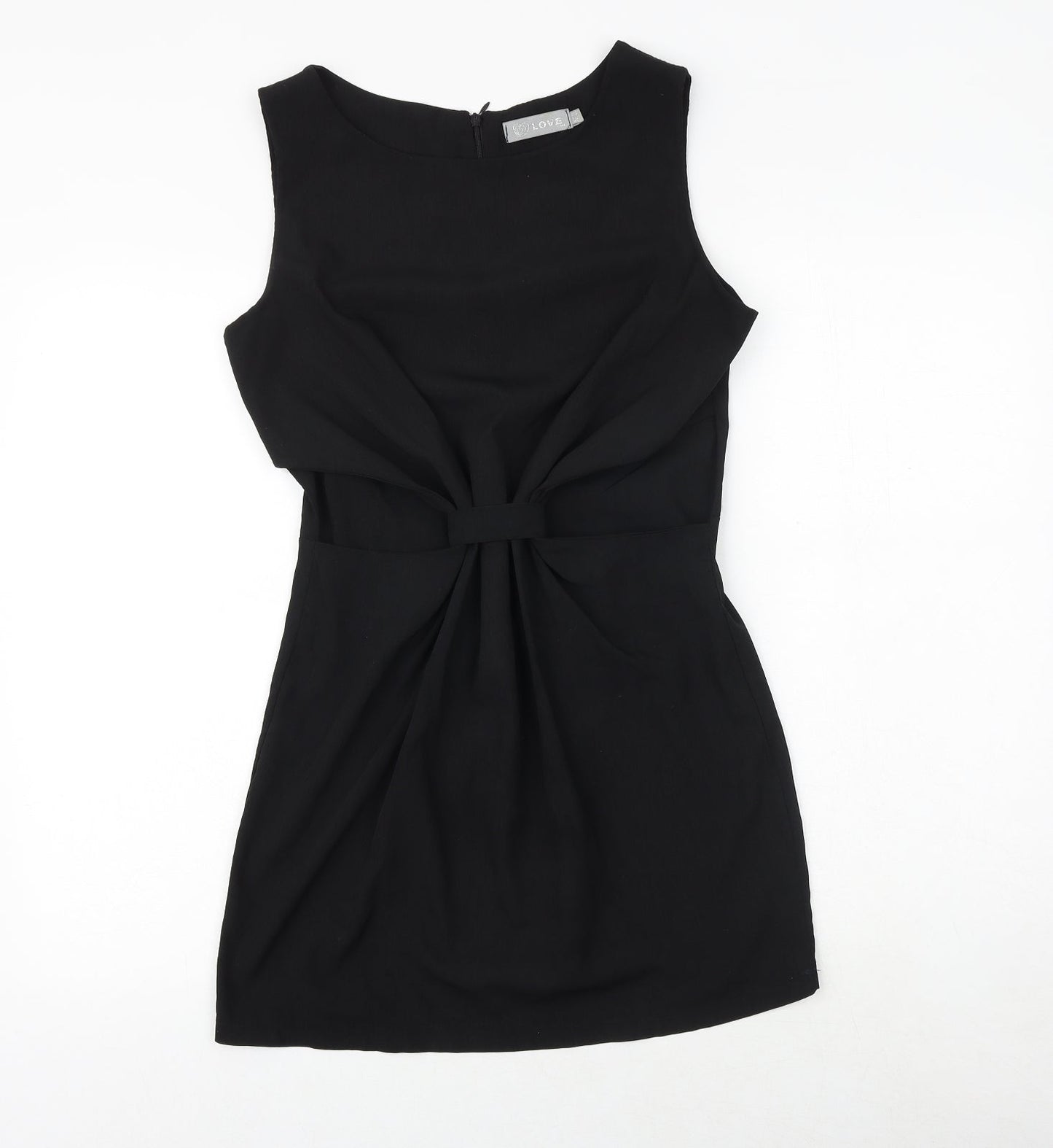 Love Womens Black Polyester A-Line Size M Round Neck Zip