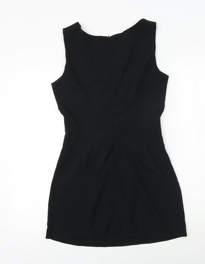 Love Womens Black Polyester A-Line Size M Round Neck Zip