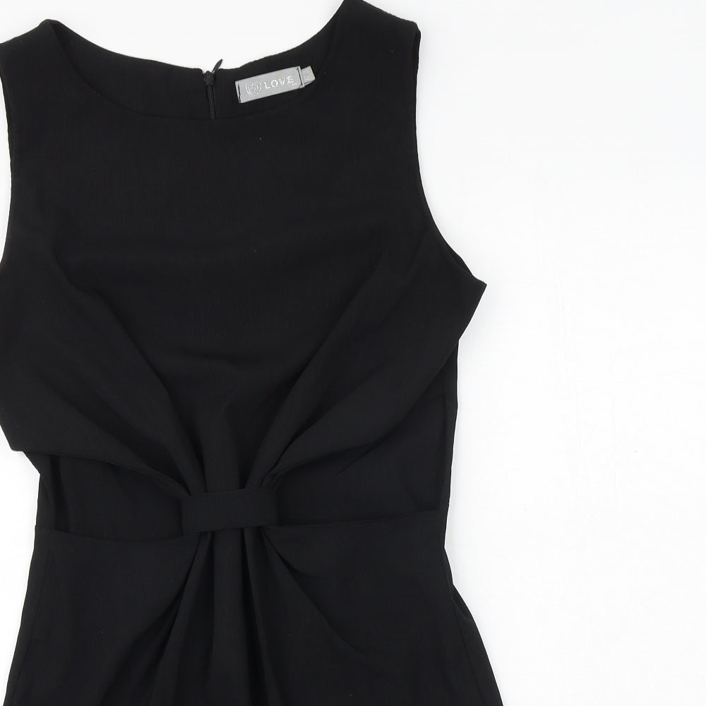 Love Womens Black Polyester A-Line Size M Round Neck Zip