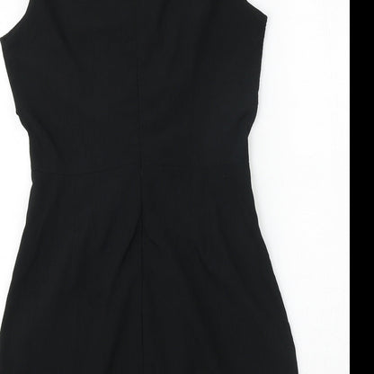 Love Womens Black Polyester A-Line Size M Round Neck Zip