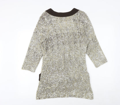 Just Elegance Womens Brown Round Neck Acrylic Pullover Jumper Size M